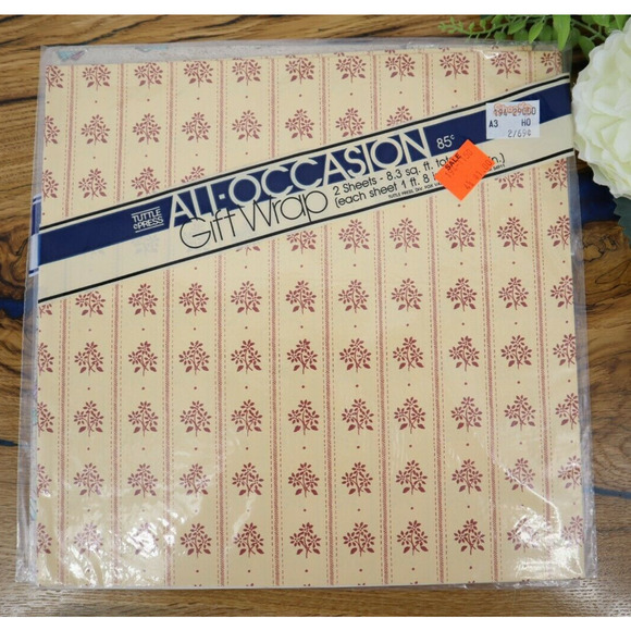 Vintg 1970s 80s 90s Wrapping Paper Gift Wrap Lot 10 Geometric Floral shells NOS - Picture 10 of 11